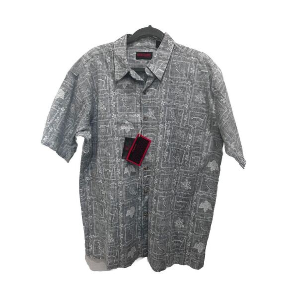 NWT Wolverine Boots & Gear Men’s Camper Shirt All Over Print Birds Flowers Gray - Picture 1 of 10